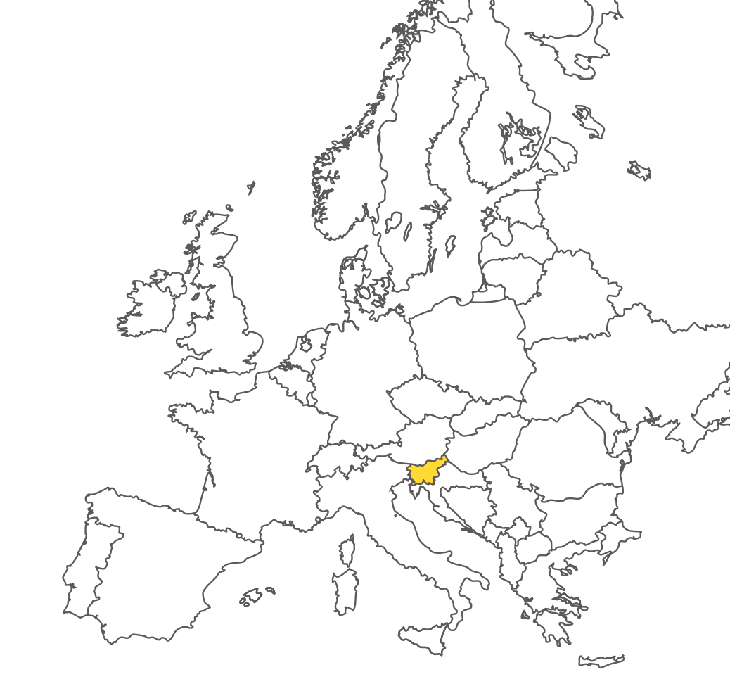Country map - Slovenia in Yellow - Puklavec Family's vineyard